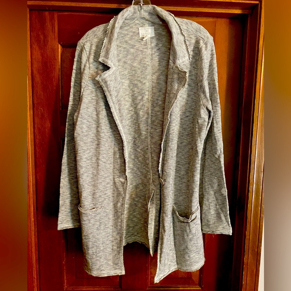 Caslon gray and white striped blazer jacket women’s size medium